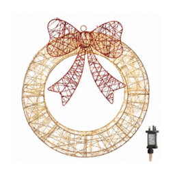 Samuel Alexander 50Cm Gold Light Up Christmas Wreath With 600 Warm White Leds, Timer & Red Bow - thumbnail 9