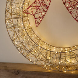 Samuel Alexander 50Cm Gold Light Up Christmas Wreath With 600 Warm White Leds, Timer & Red Bow - thumbnail 8