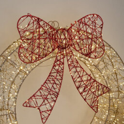 Samuel Alexander 50Cm Gold Light Up Christmas Wreath With 600 Warm White Leds, Timer & Red Bow - thumbnail 7