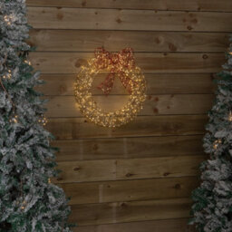 Samuel Alexander 50Cm Gold Light Up Christmas Wreath With 600 Warm White Leds, Timer & Red Bow - thumbnail 5