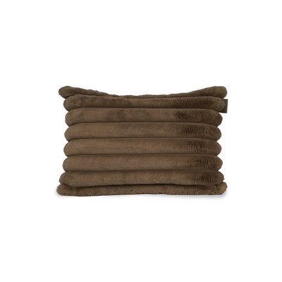 rucomfy Beanbags Rucomfy Ribbed Faux Fur 40X60Cm Cushion - Chocolate Cosy Luxury Home Decor Pillow - image 1