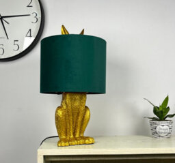 K Living Gold Rabbit Resin Table Lamp With Green Velvet Lined Lamp Shade - thumbnail 2