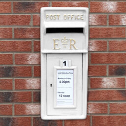 MonsterShop Royal Mail Post Box Er Cast Iron Wall Mounted Wedding Authentic Pillar Replica Lockable Post Office Letter Box White - thumbnail 3