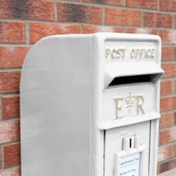 MonsterShop Royal Mail Post Box Er Cast Iron Wall Mounted Wedding Authentic Pillar Replica Lockable Post Office Letter Box White - thumbnail 4