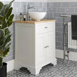 Homestylestore 645mm Antique White Bathroom Vanity Unit With Countertop Basin And Wc Unit With Back To Wall Toilet - thumbnail 3