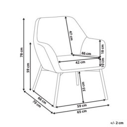 Wyld And Coco Off-White Fabric Armchair With Metal Legs, Compact Modern Lounge Chair (W65 X D70 X H78Cm) - thumbnail 4