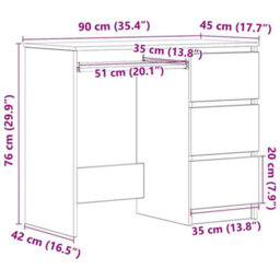 Vidaxl Desk Concrete Grey 90X45X76 Cm Engineered Wood Desks - thumbnail 3