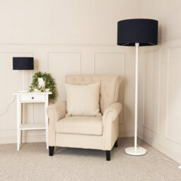 Valuelights Charles White Floor Lamp With Black Drum Shade And Bulb - thumbnail 4
