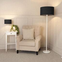 Valuelights Charles White Floor Lamp With Black Drum Shade And Bulb - thumbnail 7