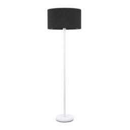 Valuelights Charles White Floor Lamp With Black Drum Shade And Bulb - thumbnail 2