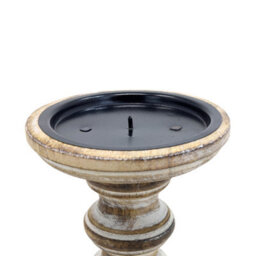 Wooden Candle Holder White Shabby Chic Pillar Candle Stick Holder Assorted 1Pc - thumbnail 5