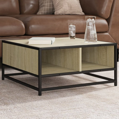 Berkfield Coffee Table Sonoma Oak 60.5X60.5X30 Cm Engineered Wood And Metal - image 1