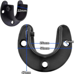 OKODOKO 4Pcs Black 25mm Stainless Steel Rod Socket Flange U-Shape Brackets For Curtain Poles, Wardrobes & Shower Rails - thumbnail 2