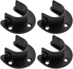 OKODOKO 4Pcs Black 25mm Stainless Steel Rod Socket Flange U-Shape Brackets For Curtain Poles, Wardrobes & Shower Rails - thumbnail 5