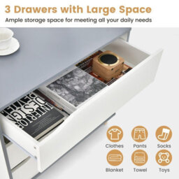 Gainoom 3-Drawer Chest Storage Cabinet Dresser Freestanding Organizer Anti-Tripping - thumbnail 6