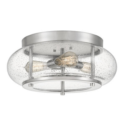 Luminosa Lighting Elstead Trilogy 3 Light Flush Mount, Brushed Nickel, E27 - image 1