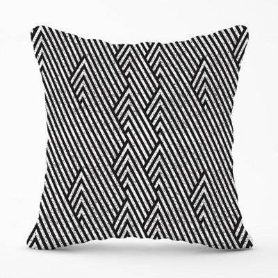 Warren Reed Designer Oblique Black Grunge Pattern Outdoor Cushion 45Cm X 45Cm - image 1