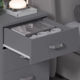 Matt Grey 3 Drawer Chest Of Drawers Metal Handles Bottom Fixed Runners - thumbnail 4