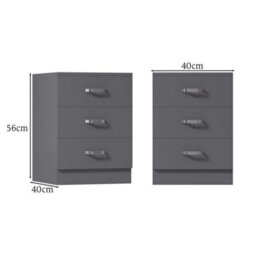 Matt Grey 3 Drawer Chest Of Drawers Metal Handles Bottom Fixed Runners - thumbnail 5