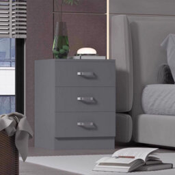 Matt Grey 3 Drawer Chest Of Drawers Metal Handles Bottom Fixed Runners - thumbnail 2