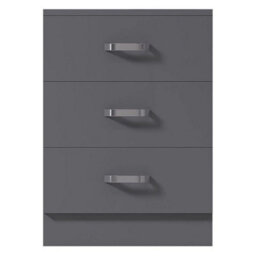 Matt Grey 3 Drawer Chest Of Drawers Metal Handles Bottom Fixed Runners - thumbnail 1