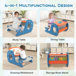 Costway 4 In 1 Convertible Kids Activity Table Set Adjustable Toddler Easel W/ Whiteboard - thumbnail 3