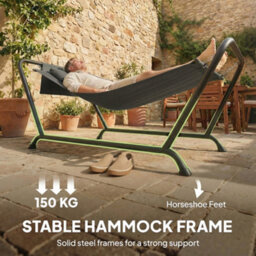 Outsunny Outdoor Hammock With Stand With Side Pocket, Headrest, Dark Grey - thumbnail 8