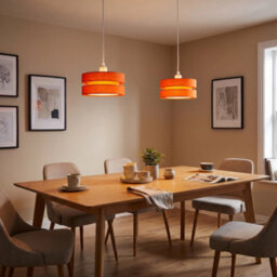 Happy Homewares Modern Orange Linen Fabric Triple Tier Ceiling Pendant Light Shade - thumbnail 6