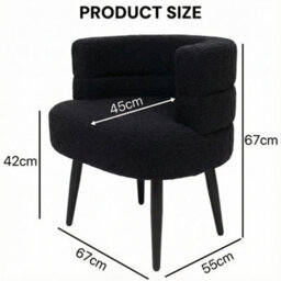 Alivio Black Sherpa Sofa Chair, Modern Accent Armchair For Living Room, Bedroom, Dining Room & Makeup Vanity, Soft Cushioned Chair - thumbnail 6