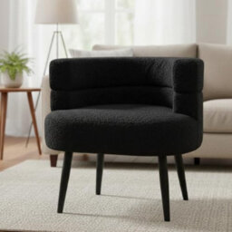 Alivio Black Sherpa Sofa Chair, Modern Accent Armchair For Living Room, Bedroom, Dining Room & Makeup Vanity, Soft Cushioned Chair - thumbnail 1