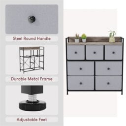 Beige & Grey 7 Drawer Fabric Storage Chest Cabinet - thumbnail 5