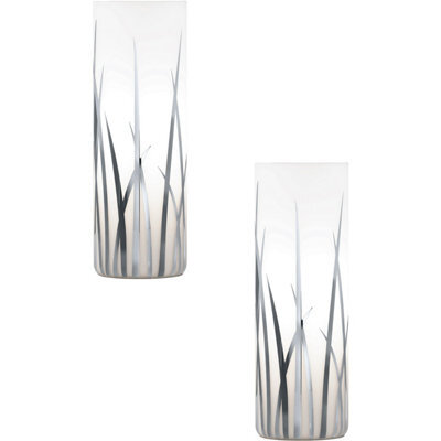 Set Of 2 Modern Table Desk Lamps With White Chrome And Glass Shade - image 1