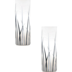 Set Of 2 Modern Table Desk Lamps With White Chrome And Glass Shade