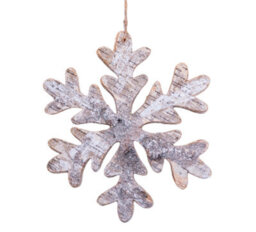Shatchi 20Cm Snowflake Shape Birch Bark Wooden Christmas Wall Hanging Decoration - thumbnail 1
