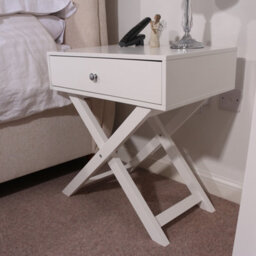 Core Products Set Of 2 Options X Legs 1 Drawer Bedside Cabinets, White Finish, Metal Handle - thumbnail 5
