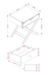 Core Products Set Of 2 Options X Legs 1 Drawer Bedside Cabinets, White Finish, Metal Handle - thumbnail 6