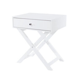 Core Products Set Of 2 Options X Legs 1 Drawer Bedside Cabinets, White Finish, Metal Handle - thumbnail 2