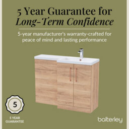 Balterley Right-Hand Bathroom Vanity And Wc Unit Combination With Basin - 1100mm - Woodgrain Light Oak With Copper Handles - thumbnail 6