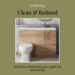 Balterley Right-Hand Bathroom Vanity And Wc Unit Combination With Basin - 1100mm - Woodgrain Light Oak With Copper Handles - thumbnail 7