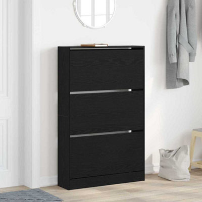 Walplus Shoe Cabinet Black Oak 80 X 21 X 125.5 Cm Engineered Wood - image 1