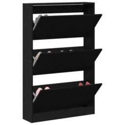 Walplus Shoe Cabinet Black Oak 80 X 21 X 125.5 Cm Engineered Wood - thumbnail 3