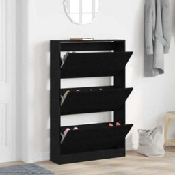Walplus Shoe Cabinet Black Oak 80 X 21 X 125.5 Cm Engineered Wood - thumbnail 4