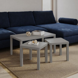 Urbn-Living Urbnliving Wooden Nesting Stacking Grey Color Coffee Side Centre Tables Living Room Furniture, Set Of 3 - thumbnail 2