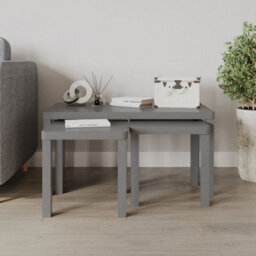 Urbn-Living Urbnliving Wooden Nesting Stacking Grey Color Coffee Side Centre Tables Living Room Furniture, Set Of 3 - thumbnail 4