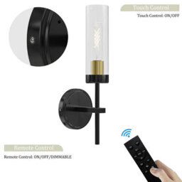 Amorly Set Of 2 Wireless Wall Sconces With Remote Control,dimmable Black Gold Rechargeable Wall Lights For Bedroom Living Room Hallway - thumbnail 4