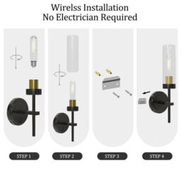 Amorly Set Of 2 Wireless Wall Sconces With Remote Control,dimmable Black Gold Rechargeable Wall Lights For Bedroom Living Room Hallway - thumbnail 3