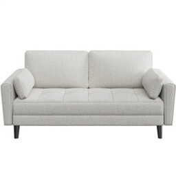 Griege Fabric Sofa Upholstered Sofa 2 Seater Couch With Tufted Single Seat Cushion - thumbnail 1