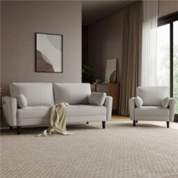 Griege Fabric Sofa Upholstered Sofa 2 Seater Couch With Tufted Single Seat Cushion - thumbnail 2