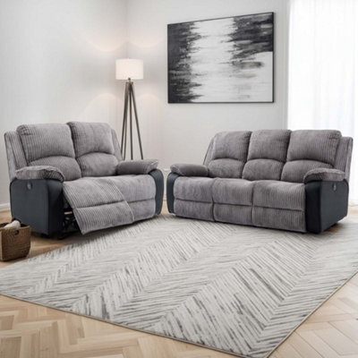 More4Homes Postana Electric Recliner Jumbo Cord 2+3 Seater Sofa Set (Grey) - image 1