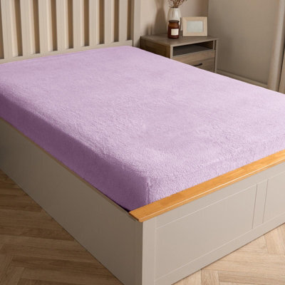 Ohs Teddy Fleece Fitted Bed Sheet Soft Thermal, Lilac - Single - image 1